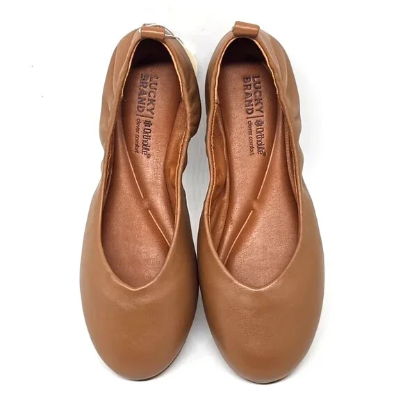 Lucky Brand Emmie Lou Ballet Flats Slip on Tan Leather Shoes Women's Size 5M - Picture 10 of 12
